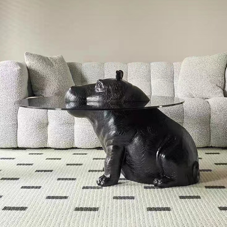 coffee table Hippo animal sculpture