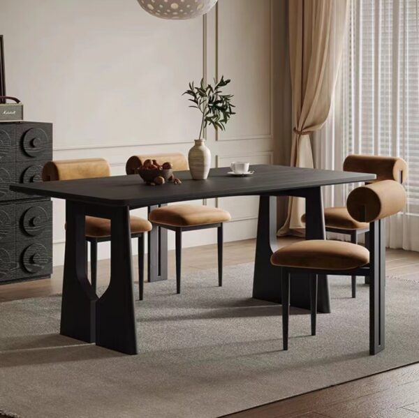 Dining Table Trapezoidal Openwork Legs