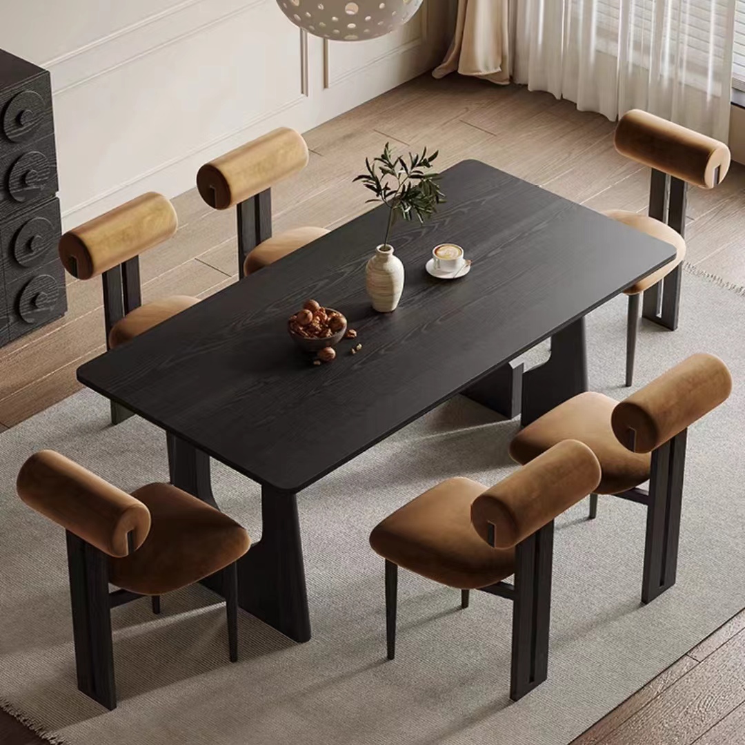 Dining Table Trapezoidal Openwork Legs