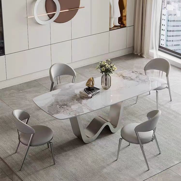 Dining Table Unique Wave Shaped Base