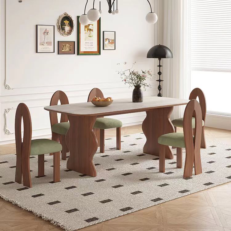 Dining Table Wavy Solid Wood Legs