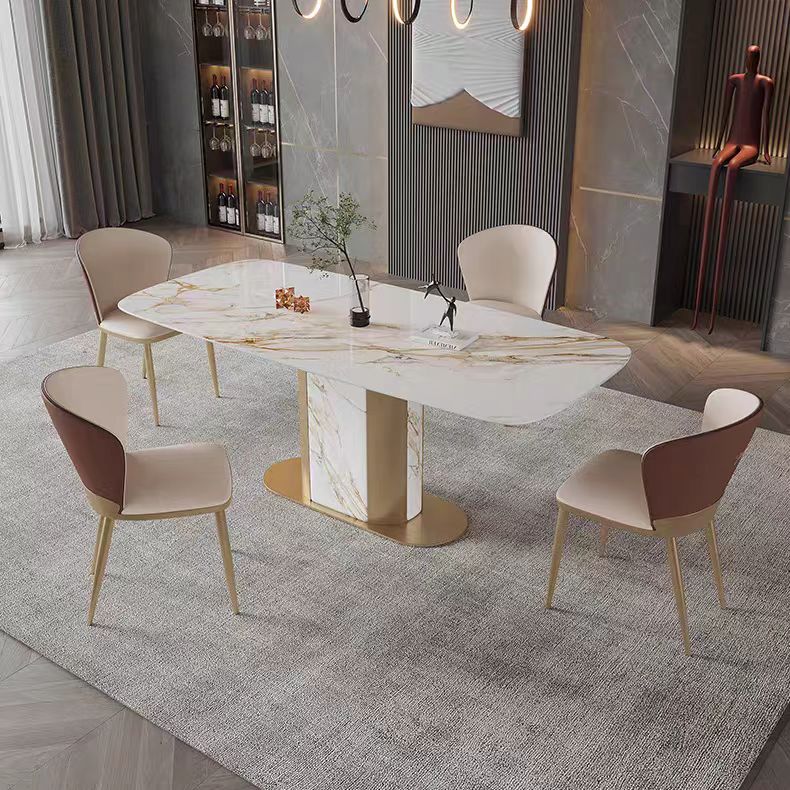 dinning table modern luxury stone and metal