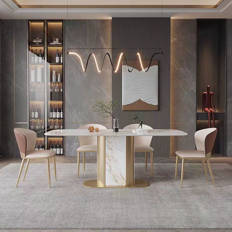 dining table modern luxury stone and metal