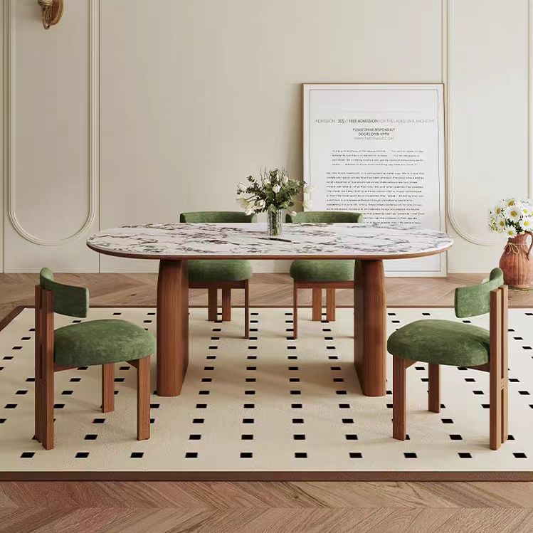 dinning table Bulgari slabs top wooden legs