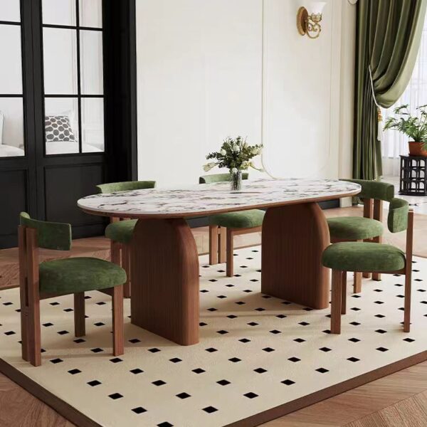 dining table Bulgari slabs top wooden legs