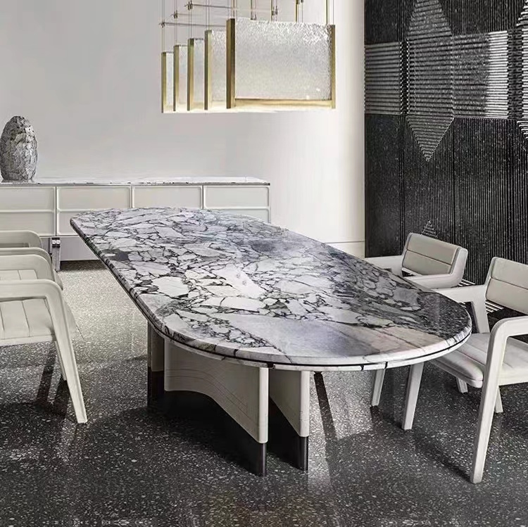 dinning table luxury long marble stone top