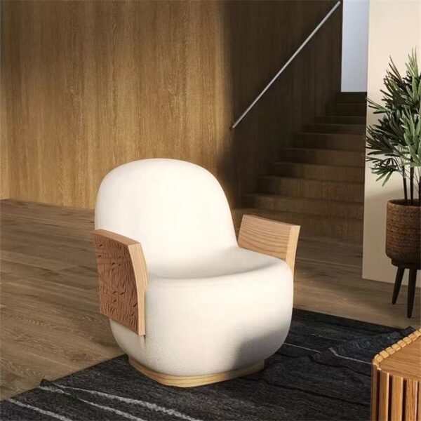 Gaoliang accent chair solid wood fabric nordic white