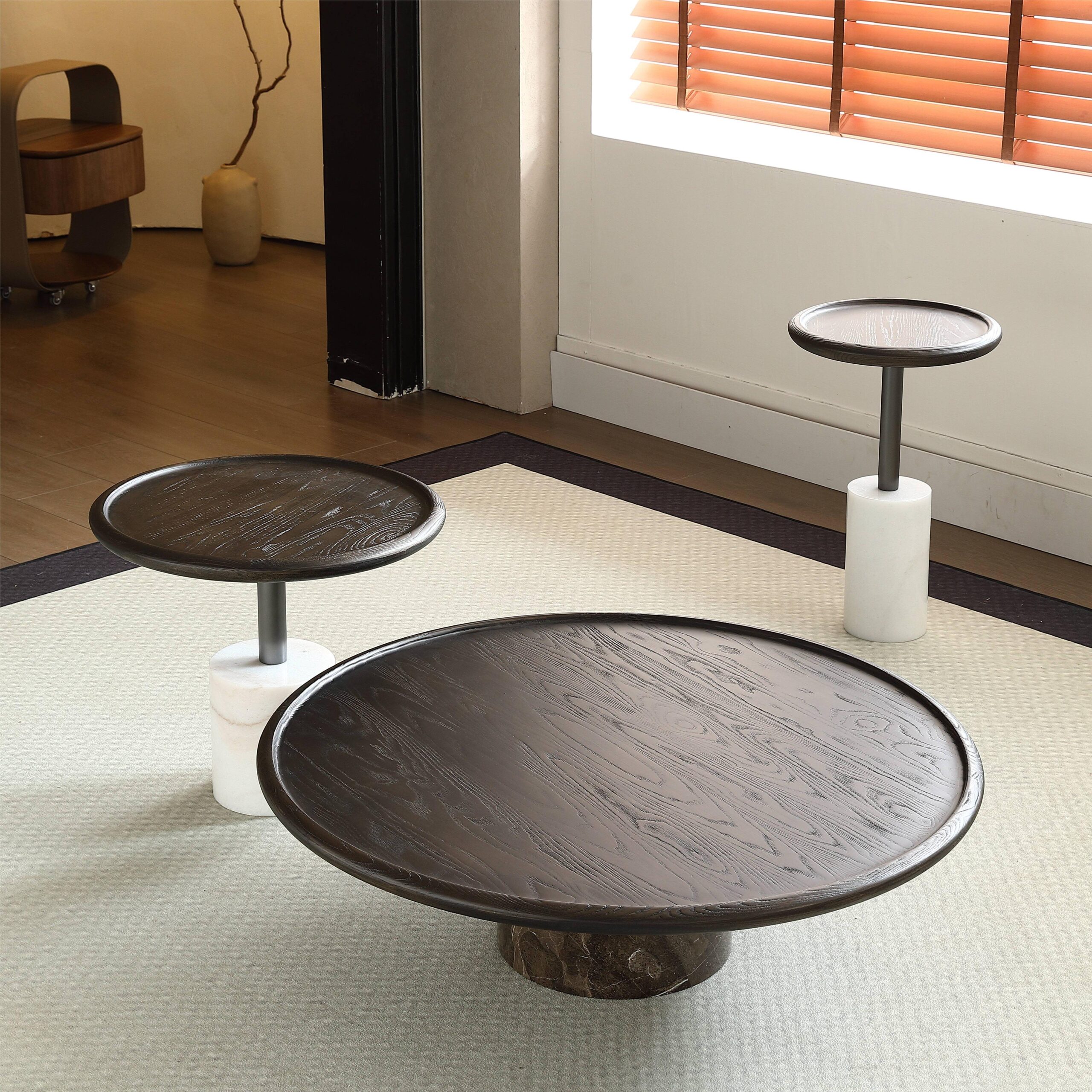 coffee table set wooden round