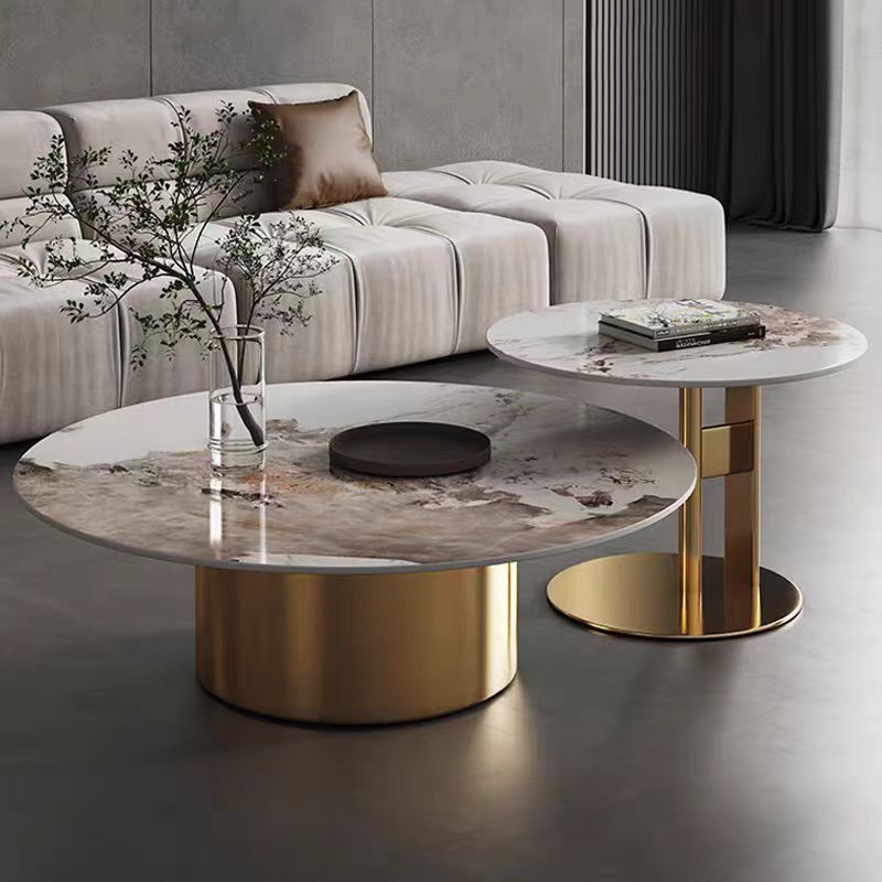 coffee table nesting marble stone round