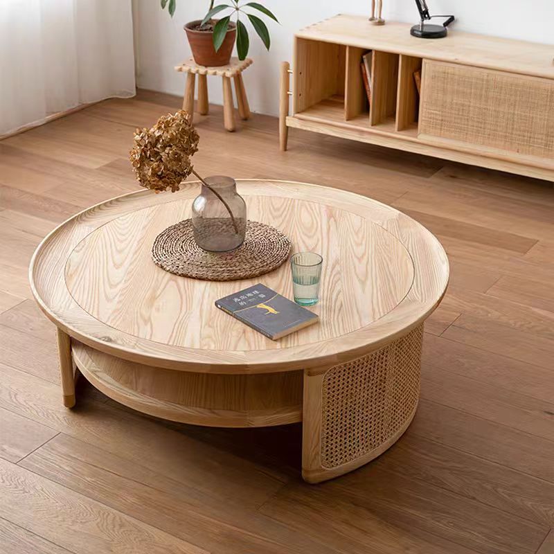 coffee table wooden rattan