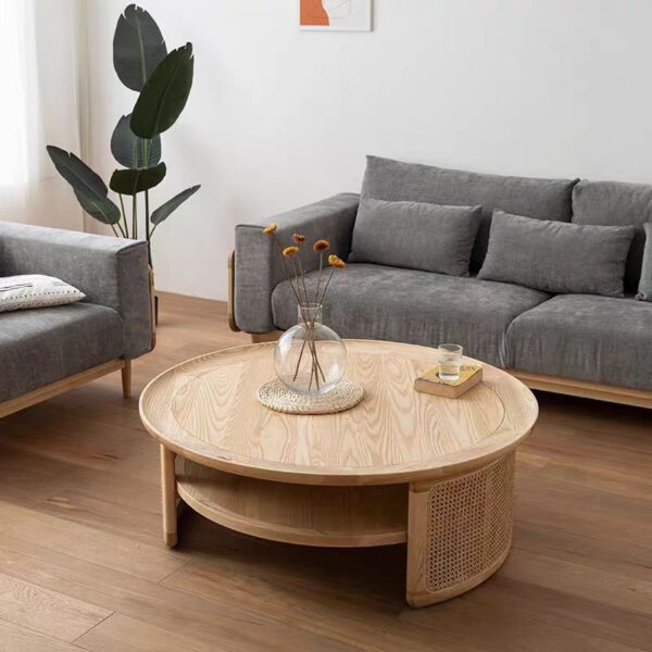 coffee table wooden rattan