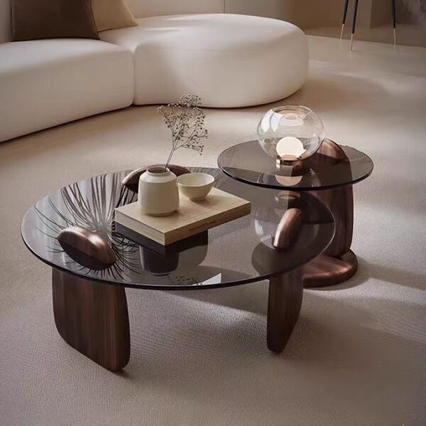 coffee table nesting round glass