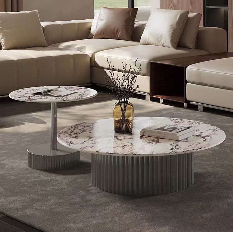 coffee table set stone round