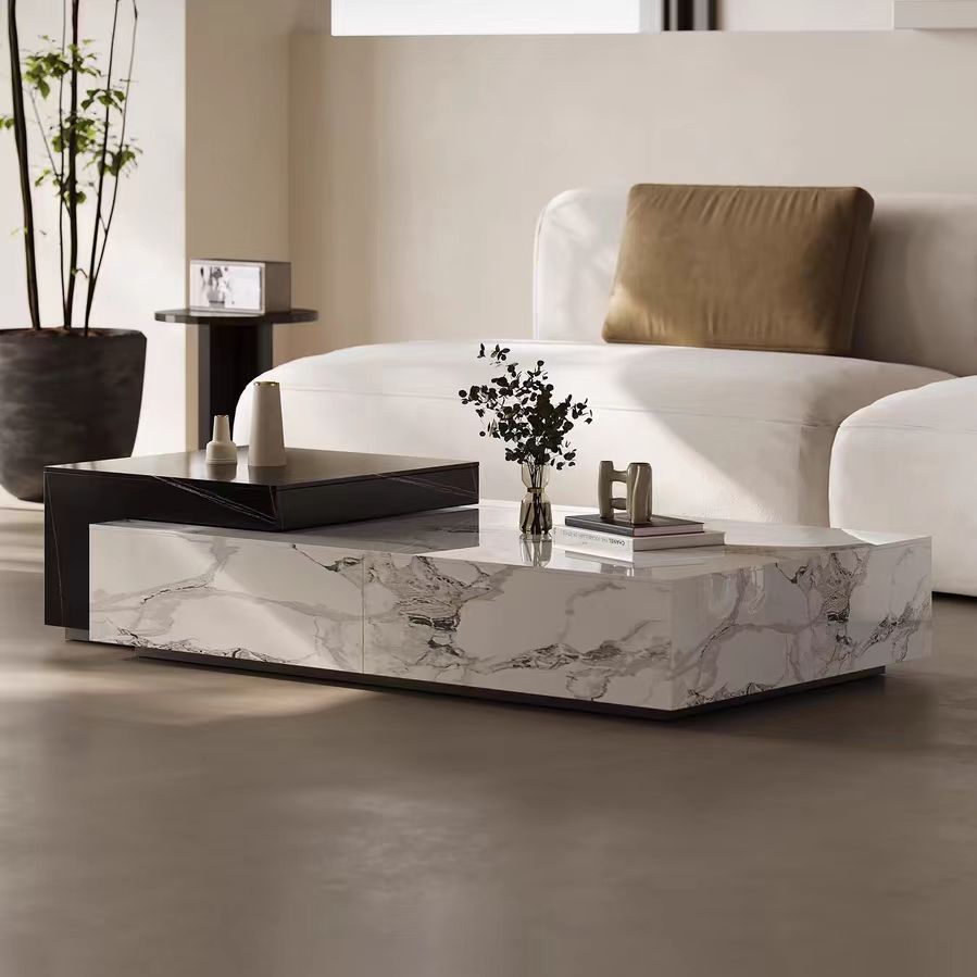 coffee table modern nesting marble stone square