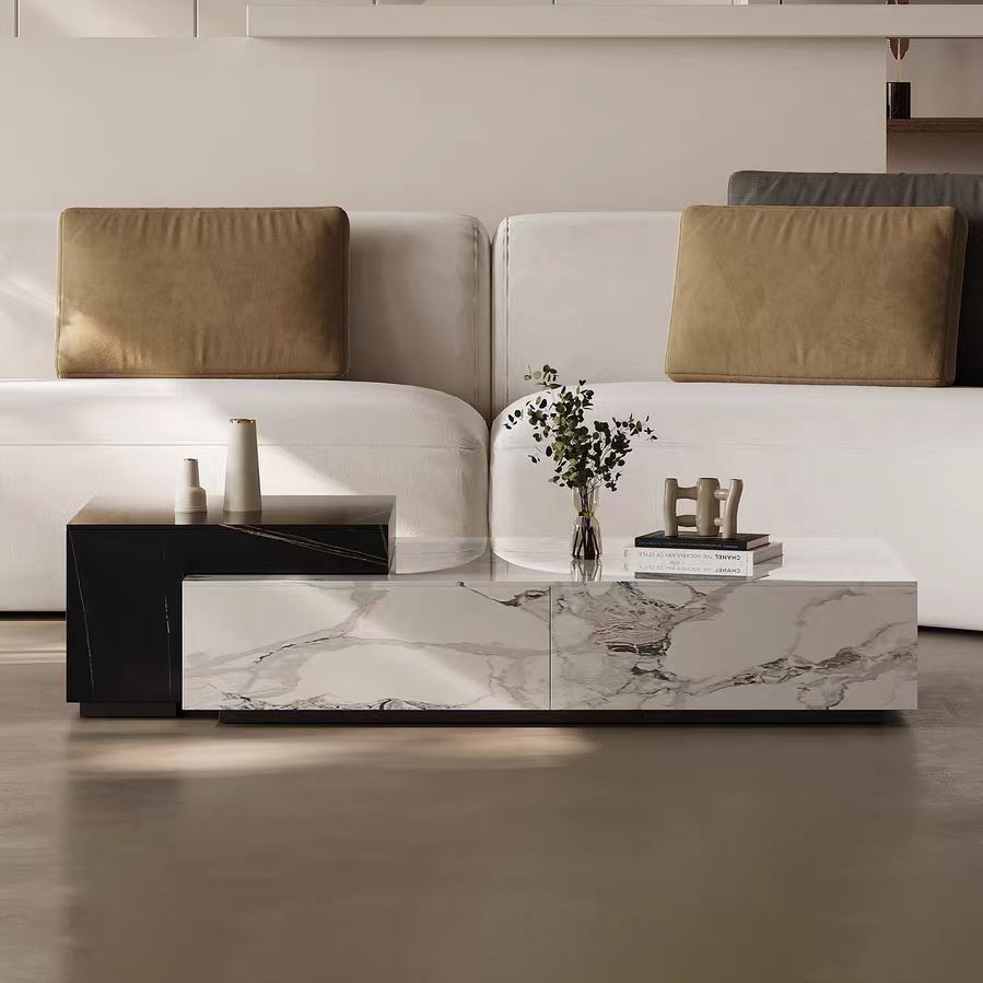 coffee table modern nesting marble stone square