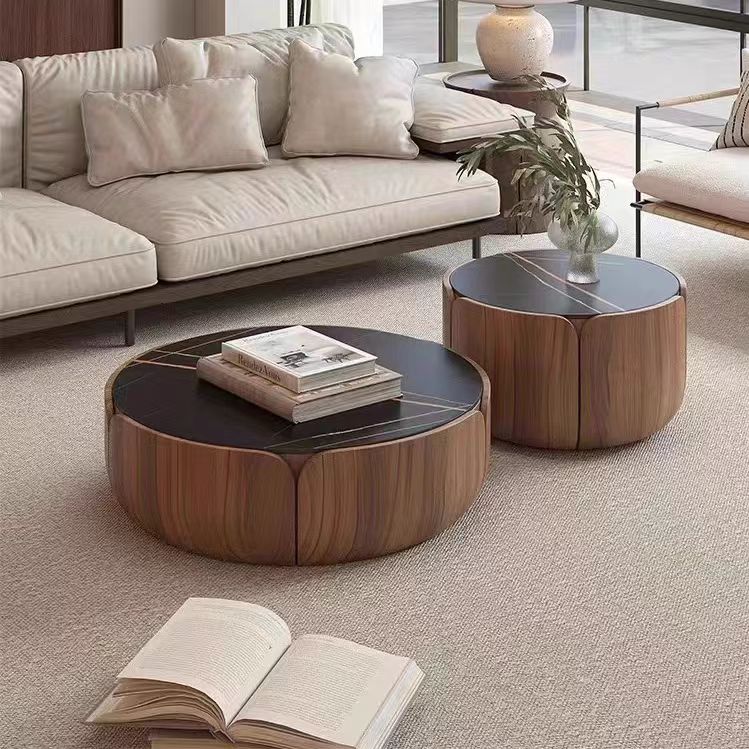 coffee table round wooden storage