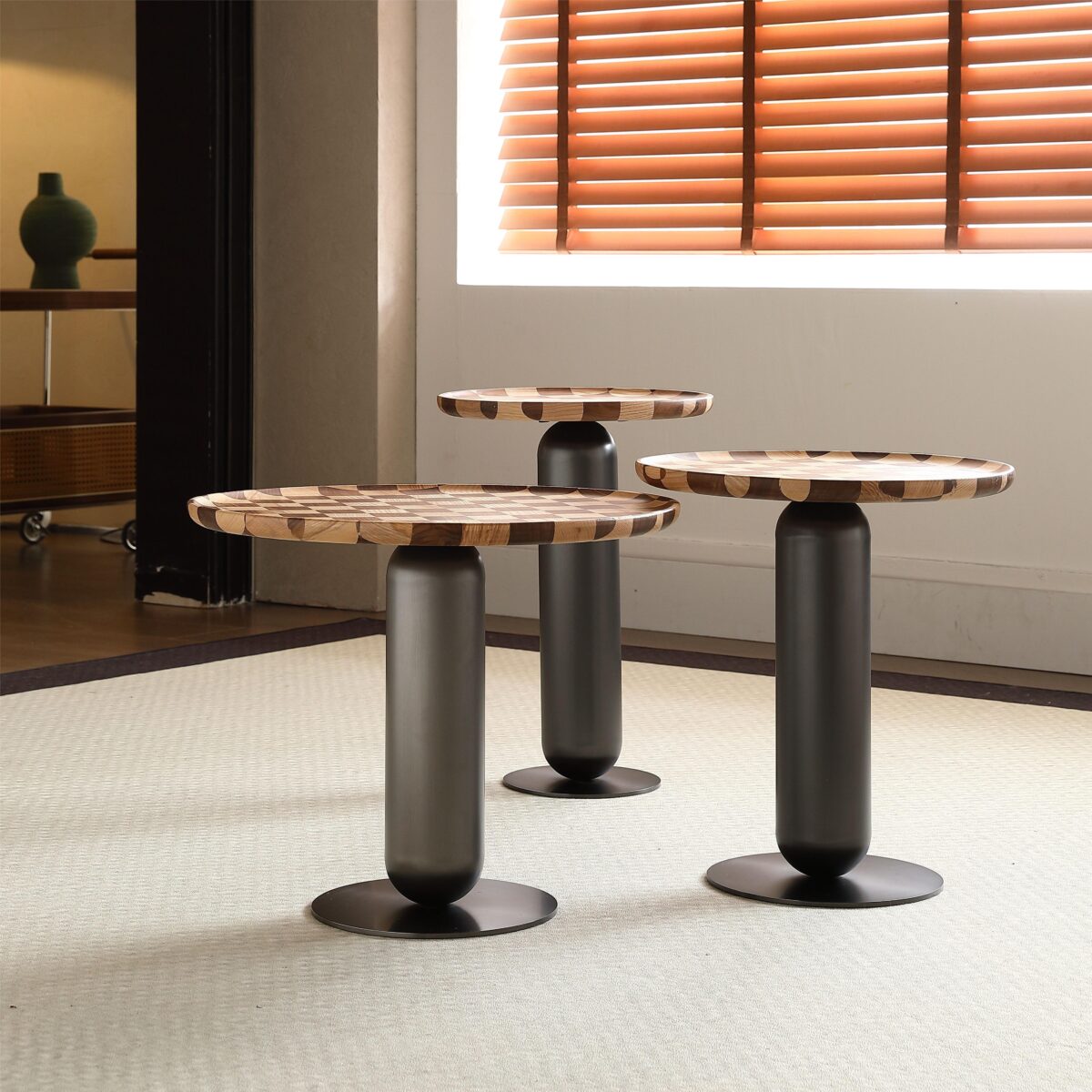 coffee table set modern wooden round