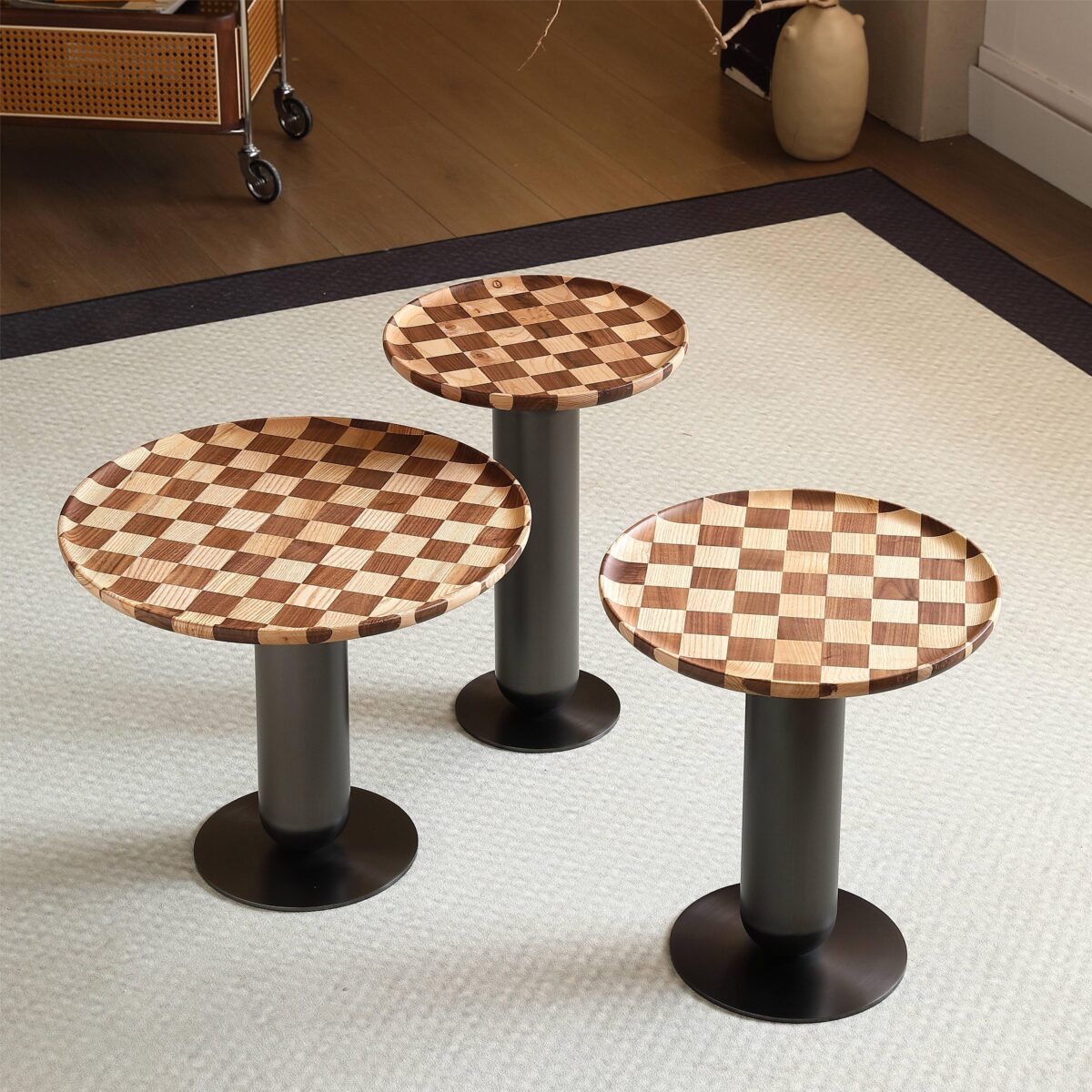 coffee table set modern wooden round