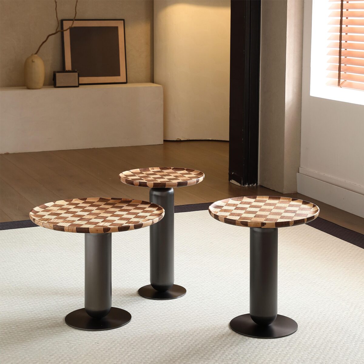 coffee table set modern wooden round