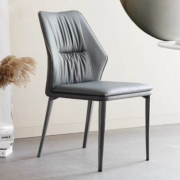 Dining Chair Premium Leather Pleated Backrest