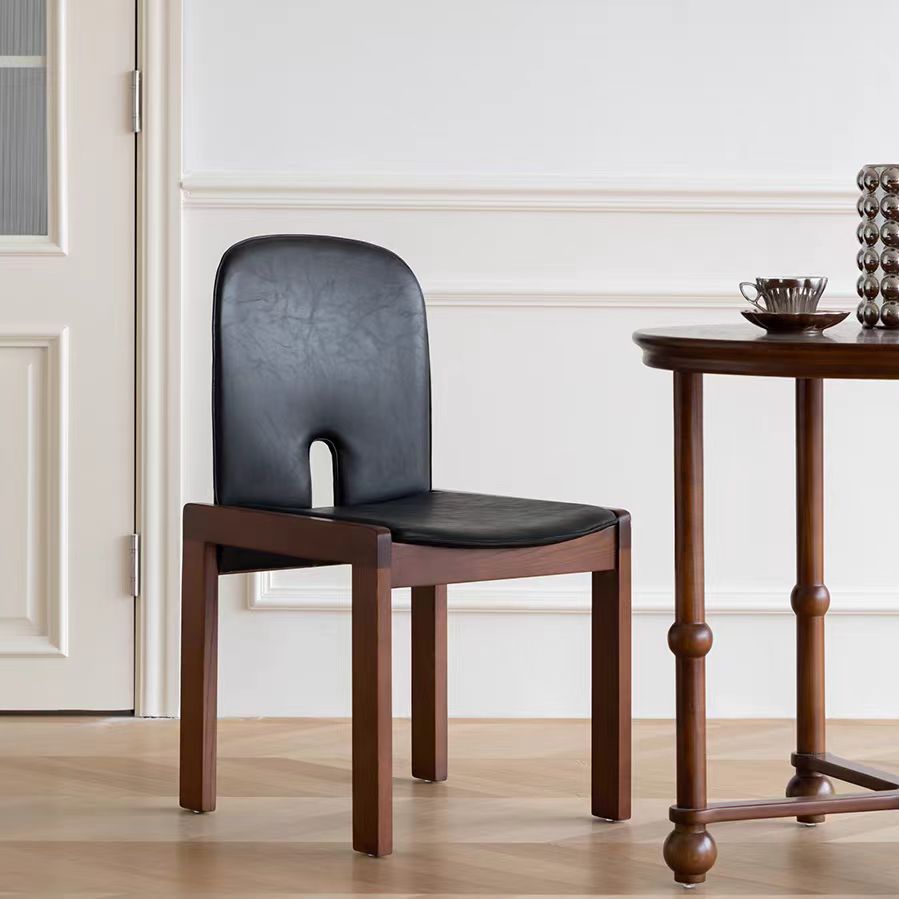 dining chair modern leather solid wood frame