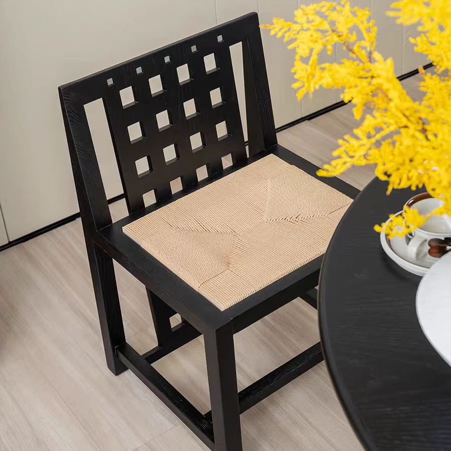 dining chair grid wood modern rope