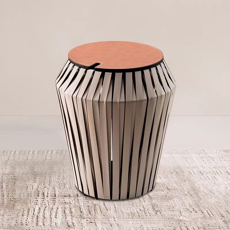 side table hand knitting leather round