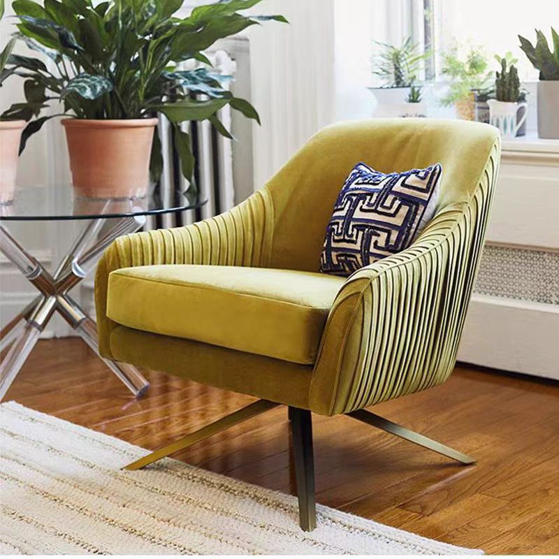 Accent Chair Striped Fabric Swivels Armchair