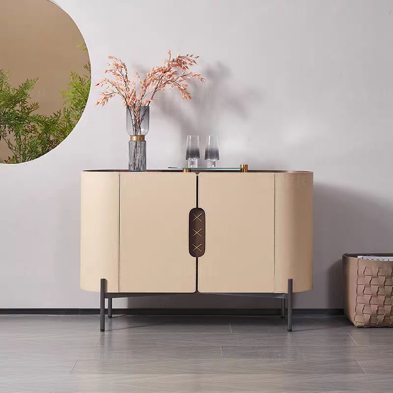 sideboard cabinet modern leather stone top