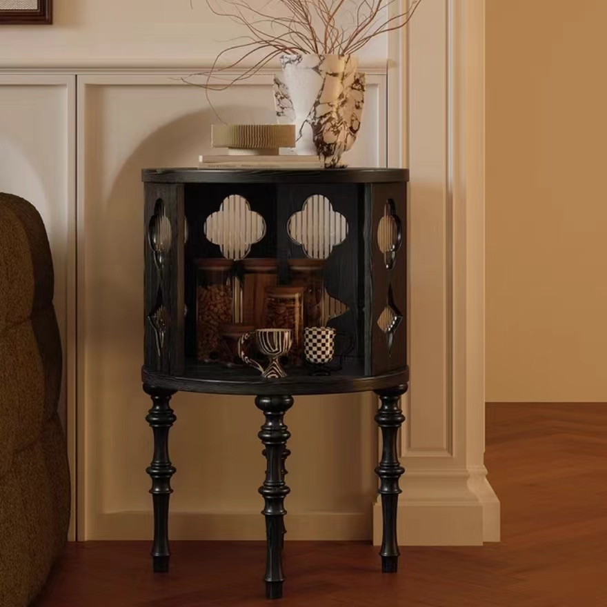 sideboard cabinet modern round wooden storage