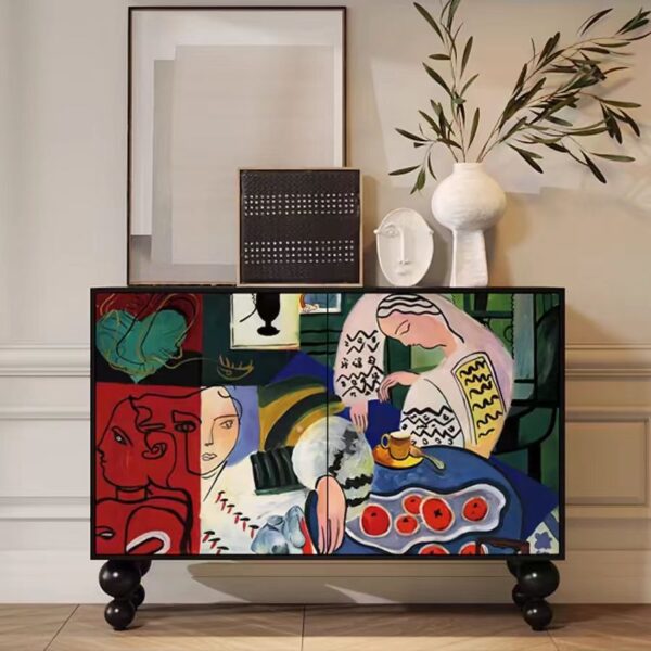 sideboard cabinet French abstract art decorative storage