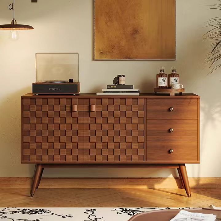 Sideboard Modern Solid Wood Checkerboard Decoration