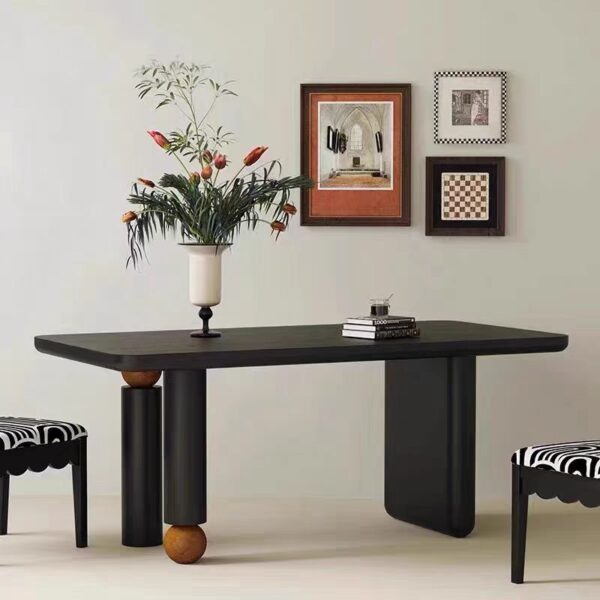 dining table nordic medieval style black ash wood OEM/ODM