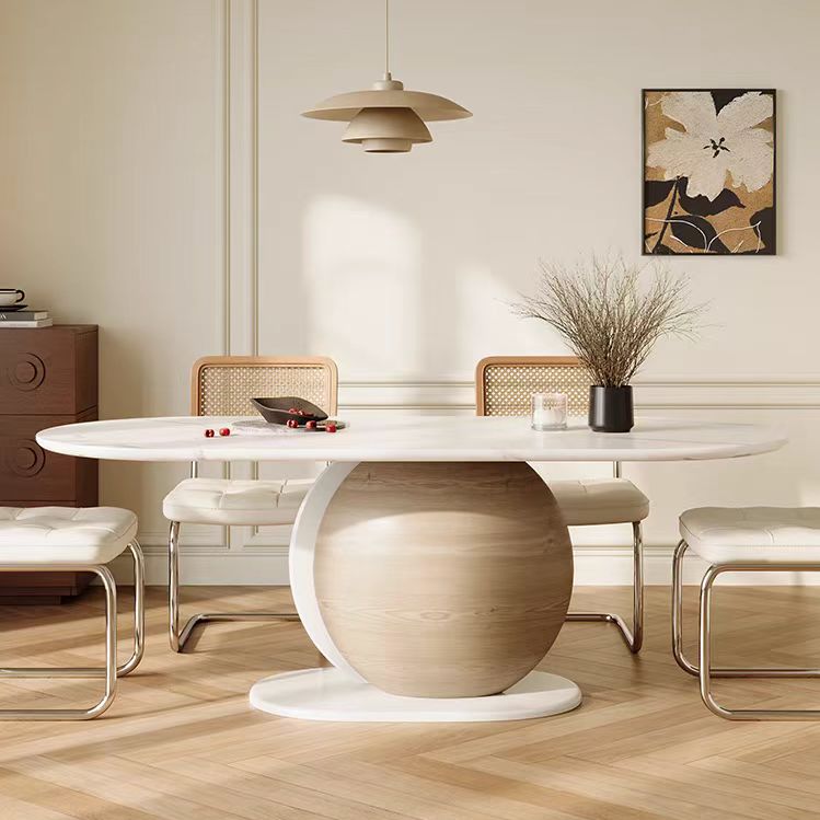 dining table modern cream art design stone top OEM/ODM