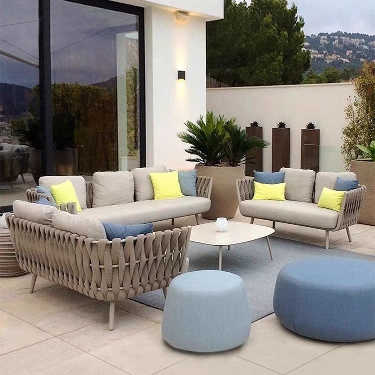 outdoor sofa modern braided rope