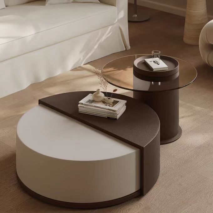 coffee table nesting round wooden storage