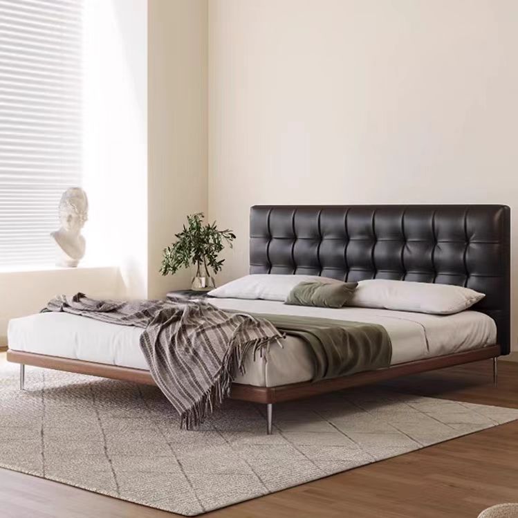 bed modern wooden frame leather backrest OEM/ODM