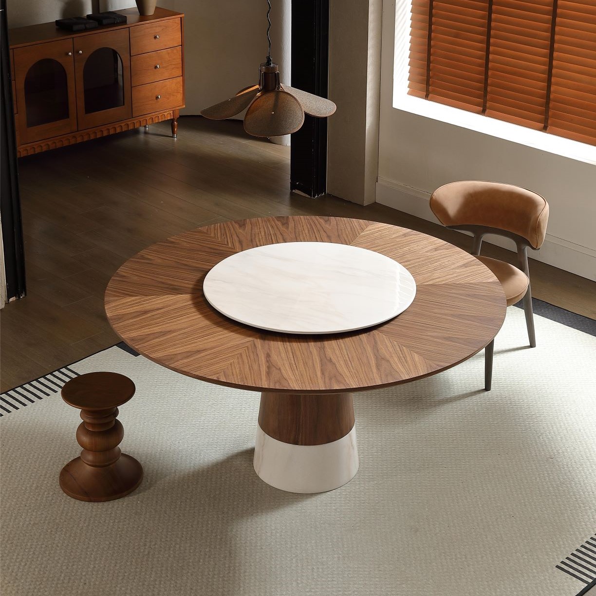 dining table modern creative solid wood round OEM/ODM