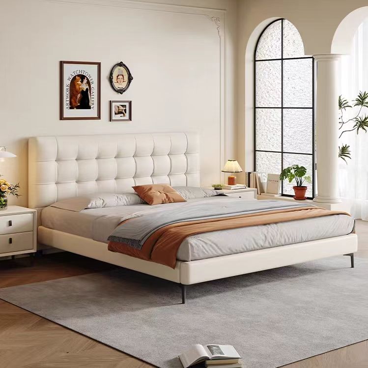 bed Italian minimalist modern leather wood frame OEM/ODM