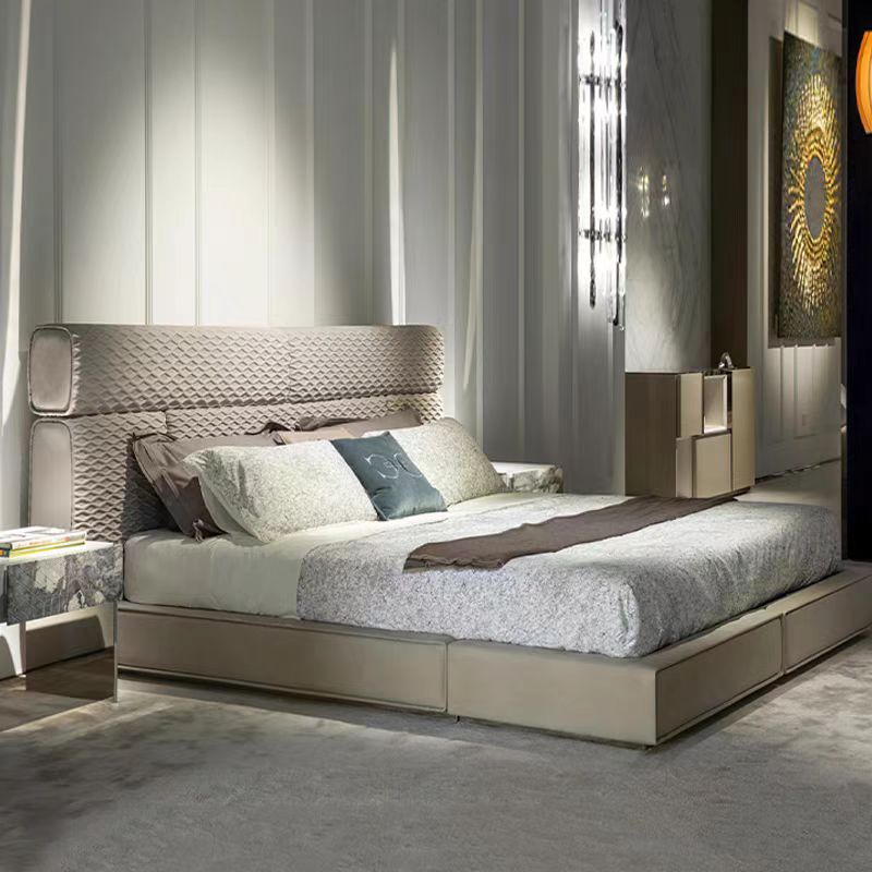 bed Italian luxury modern fabric minimalist OEM/ODM