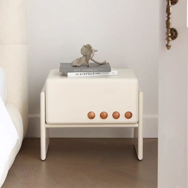 night stand bedside table modern cream style wooden storage OEM/ODM