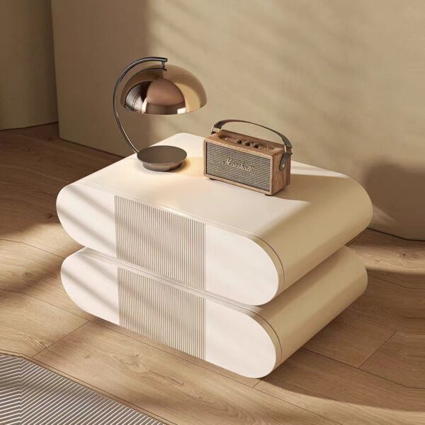 night stand bedside table modern cream style wooden storage OEM/ODM