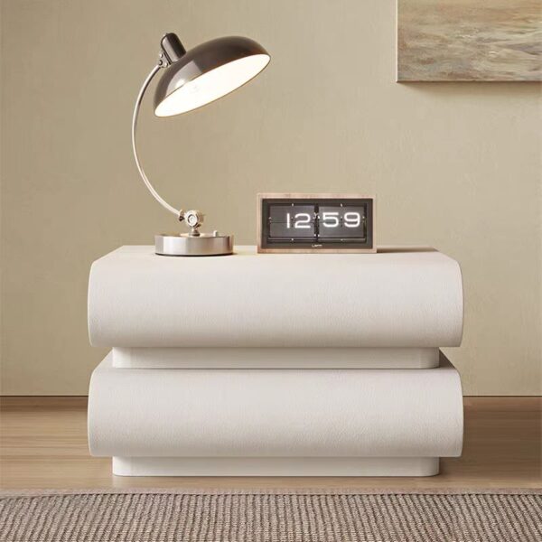 night stand bedside table nordic style modern cream wooden storage OEM/ODM