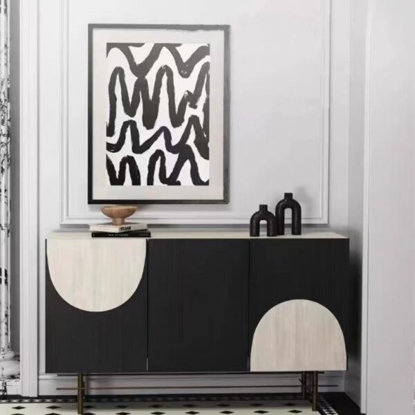 sideboard modern black and white wooden storage OEM/ODM